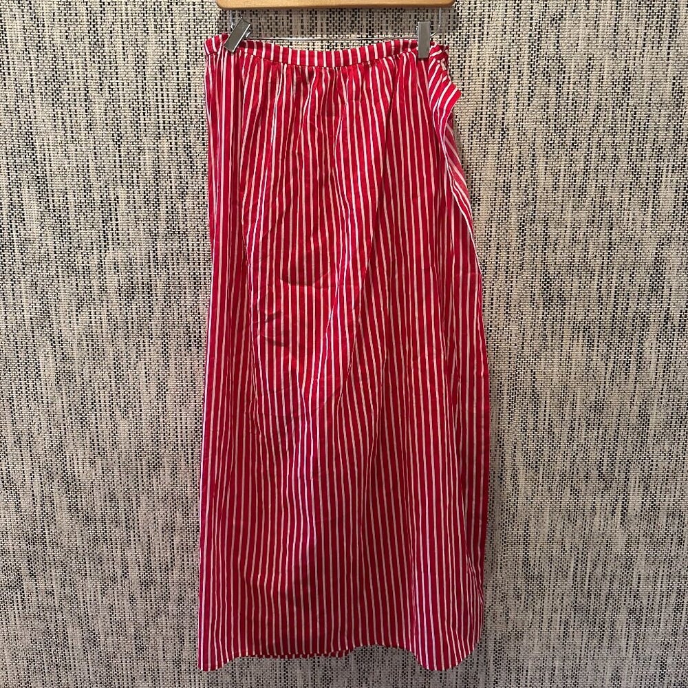 J.Crew Red/White Stripe Wrap Skirt Beach Coverup